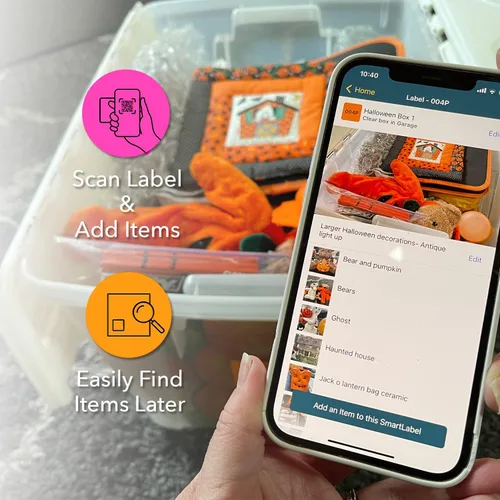 Vista 5 de Smart Labels Paquete de 48 calcomanías de código QR (modernas) fabricadas en Estados Unidos, etiquetas de código QR para almacenamiento