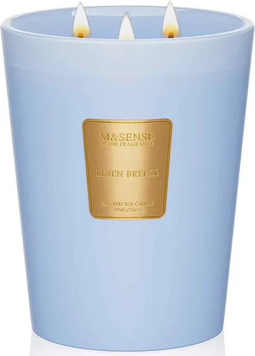 Vista 33 de M&SENSE - Vela de cera de soja natural aromática de 35 onzas, extragrande, 3 mechas, 150 horas, larga duración, combustión lenta, para decoración