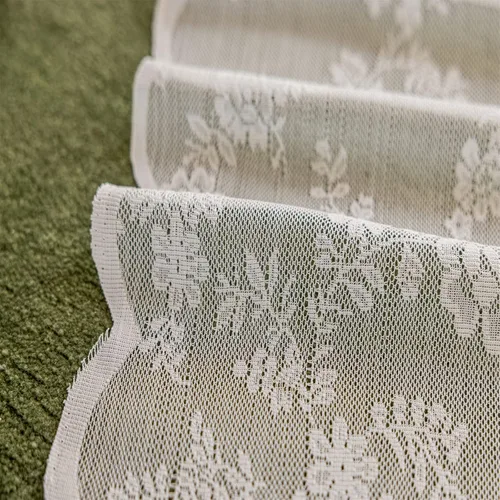 Vista 5 de Cortinas semitraslúcidas de encaje blanco de 54 pulgadas de largo, juego de 2 paneles de cortinas plisadas florales para ventana, dormitorio, sala