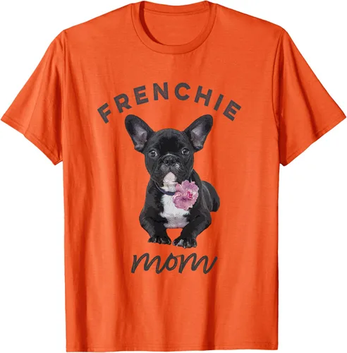 Vista 61 de Camiseta Bulldog Francés para Mujer, Frenchie Mom, Flor, Negro, S