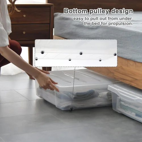 Vista 7 de Citylife 57 QT Cajas de Almacenamiento de Plástico Debajo de la Cama con Tapas de Doble Apertura Transparentes Contenedores de Almacenamiento Debajo