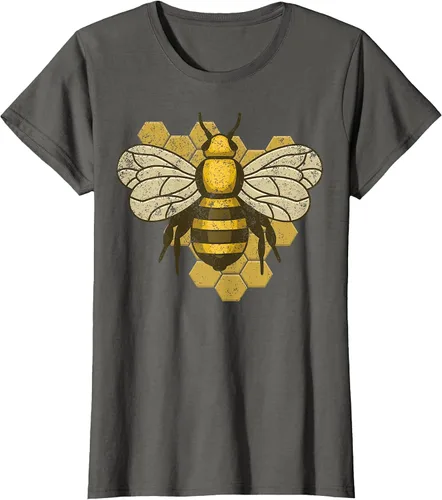 Vista 54 de Retro Beekeeper Beekeeper Honey Bumblebee Vintage Saves Bees T-Shirt Asphalt Grey