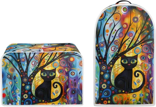 Vista 47 de doginthehole 2 Slice Toaster Cover and Blender Dust Cover Abstract Black Cats Small Appliance Covers Set of 2 Washable Stand Mixer Bread Maker