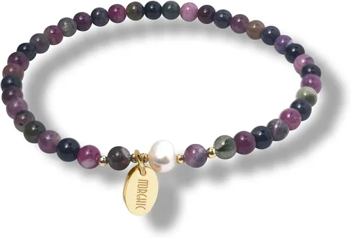 Vista 23 de Morchic - Pulsera elástica con cuentas de gemas naturales de 4 mm para mujeres, con perlas de agua dulce, regalo de cumpleaños de gemas energéticas