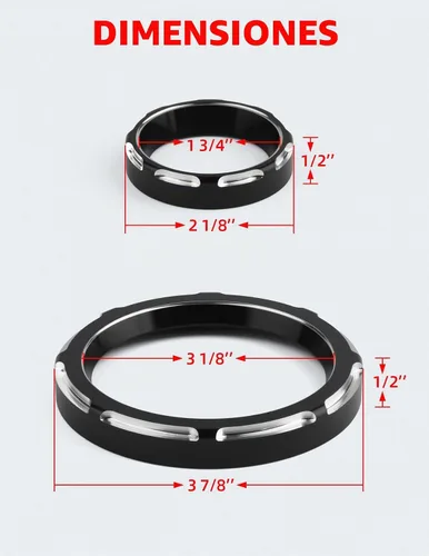 Vista 2 de Amazicha Cubiertas de Biseles de Medidor de Explosión de 2", Cubiertas de Velocímetro Tacómetro de 4", Kit de Moldura de Biseles Compatible