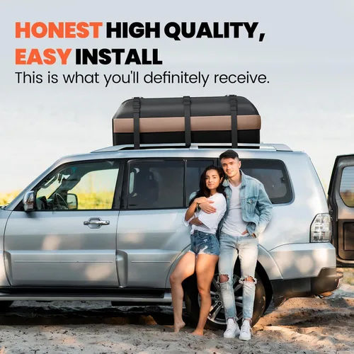 Vista 7 de Bolsa de carga para techo de automóvil, bolsa de carga impermeable de 15 pies cúbicos para sedán, SUV, minivan, apto para vehículos con/sin