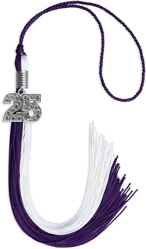 Vista 46 de Endea Graduation Borla de doble color con dije de plata brillante (negro/oro antiguo, 2025)
