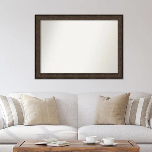 Vista 94 de Amanti Art Espejo de pared personalizado no biselado (25 x 25 pulgadas), marco de bronce acentuado, varios tamaños personalizados, espejo de baño