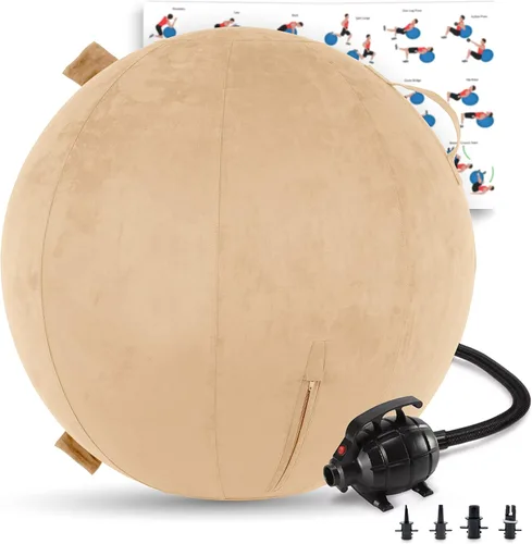 Vista 23 de Husband Pillow Exercise Ball, Cover with Pump for Yoga, Pilates, Fitness Balance Stability, Office Ball Chair Seat. Soft & Slip Resistant, Pro Guide