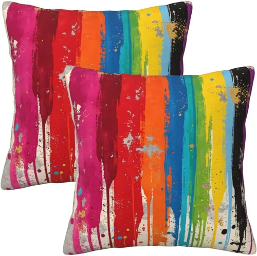 Vista 10 de Lcokin - Fundas de almohada decorativas con rayas rojas y negras abstractas, 16 x 16 pulgadas, juego de 2, funda cuadrada de cojín gris para sofá