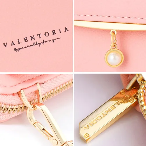 Vista 5 de Valentoria Bolso cruzado pequeño para teléfono celular, cartera de cuero para tarjetas de mano para mujer
