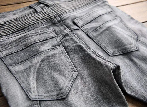 Vista 4 de Pantalones de mezclilla elásticos rasgados plisados para hombre