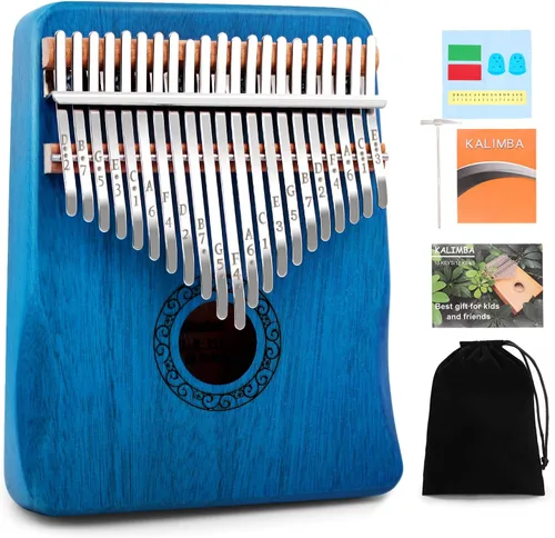Vista 7 de YUNDIE - Piano de pulgar Kalimba, portátil de 17 teclas con martillo de afinación e instrucciones, instrumentos musicales, regalo de cumpleaños