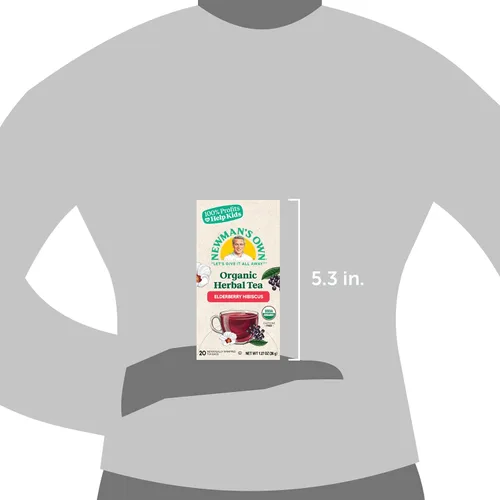 Vista 4 de Newman's Own Té orgánico de hibisco de saúco que contiene antioxidantes saludables con 20 bolsas de té envueltas individualmente por caja