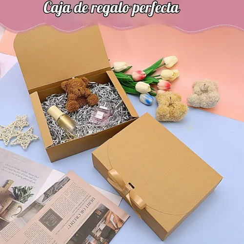 Vista 4 de PLMMOUT 15 cajas de regalo con tapas, caja de propuesta de dama de honor Marrón