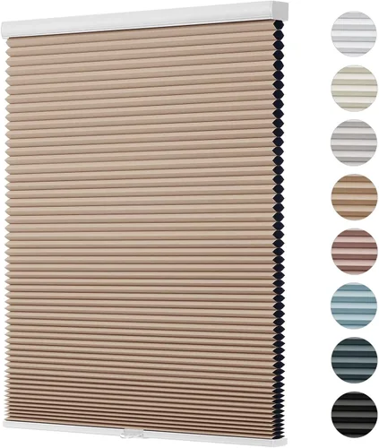 Vista 15 de Changshade - Persianas personalizadas de panal opacas sin cordones para ventanas interiores, persianas de panal para habitación con oscurecimiento