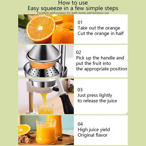 Vista 4 de Orange Juice Squeezer - Heavy-Duty, Easy-to-Clean, Professional Citrus Juicer - Stainless Steel Lemon Squeezer - Sturdy Manual Citrus Press & Orange