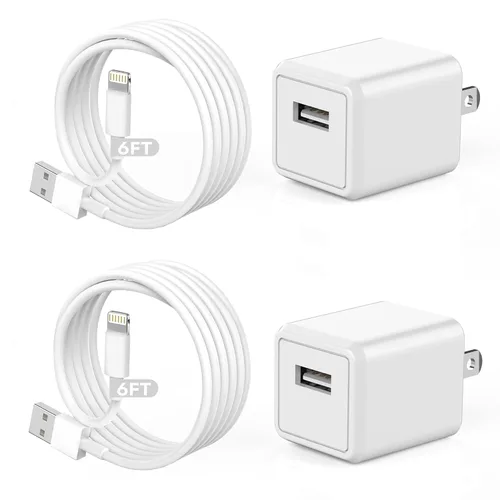 Vista 9 de Cargador de iPhone, [Certificado MFi] Paquete de 2 adaptadores USB de bloque de cargador de pared USB a cable Lightning cable de carga rápida