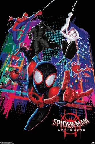 Vista 11 de Trends International Marvel Spider-Man - Póster de pared con texto en inglés "Into The Spider-Verse", 14.725 x 22.375 pulgadas, versión enmarcada