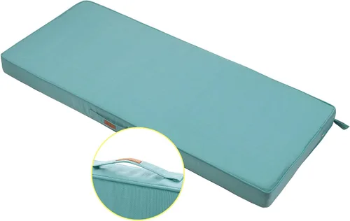 Vista 19 de FUNHOME Cojín de Banco para Exteriores 42 x 18 x 3 Pulgadas, Cojín de Sofá Portátil Resistente al Agua, Cojín de Columpio de Porche con Asa y Lazos