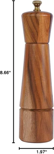 Vista 9 de Molinillo de pimienta, molinillo de pimienta con acero inoxidable ajustable, madera de acacia, 8 pulgadas/8.7 in de altura, diámetro inferior: 2.2