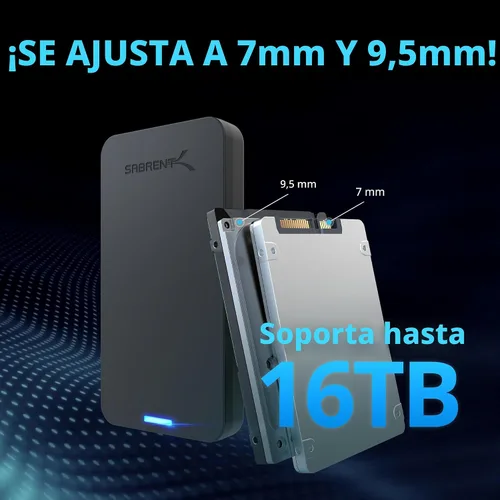 Vista 5 de Sabrent disco duro externo 2.5 pulgadas SATA, conexión a USB 3.0, se instala sin herramientas [Optimizado para SSD, admite UASP, SATA III] negro