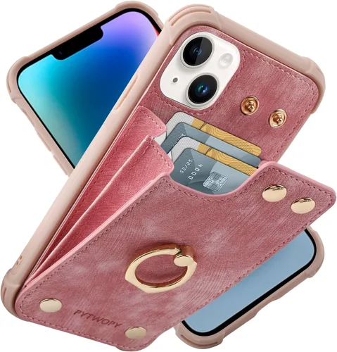 Vista 25 de Funda tipo cartera compatible con iPhone XR/10R con tarjetero de crédito, funda protectora de cuero a prueba de golpes compatible con anillo