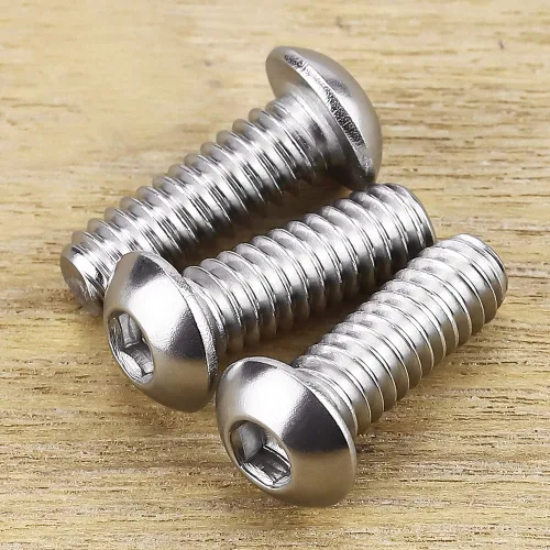 Vista 2 de Tornillos de cabeza de enchufe de 3/8-16 x 1 botón, acero inoxidable 304 18-8, rosca completa, rosca gruesa UNC, accionamiento hexagonal Allen, 5