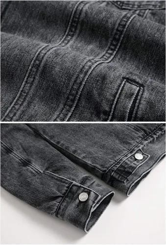 Vista 6 de LZLER - Chaqueta vaquera para hombre de forro polar con forro de algodón Sherpa