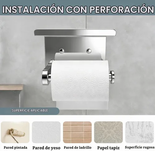 Vista 6 de SetSail Portarrollos de papel higiénico con adhesivo para estantes o espejo cromado