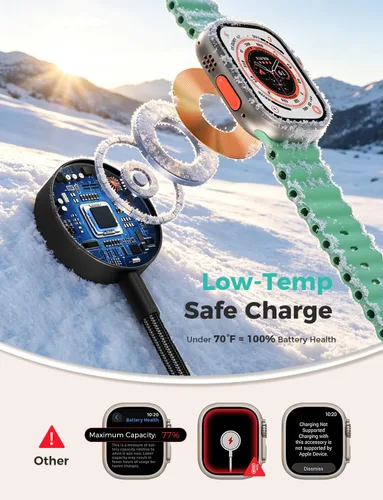Vista 5 de Esenciales de viaje para Apple Watch, esenciales para acampar en cruceros, cable de carga múltiple, puertos de carga 3 en 2 para iWatch Series Negro