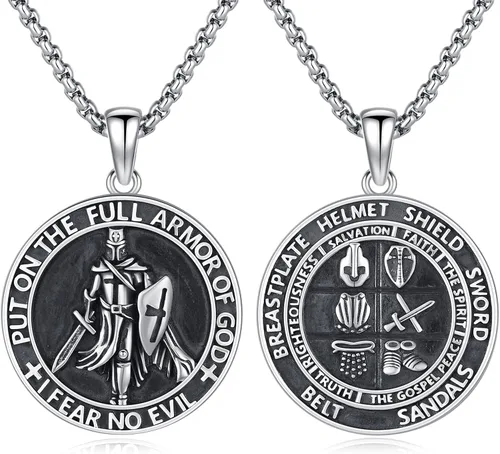 Vista 82 de Collar de amuleto de medalla de San Patrono de plata/oro de 14 39A-St Peregrino-Plata