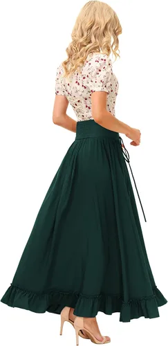 Vista 6 de Scarlet Darkness Falda larga victoriana para mujer, falda vintage eduardiana de cintura alta