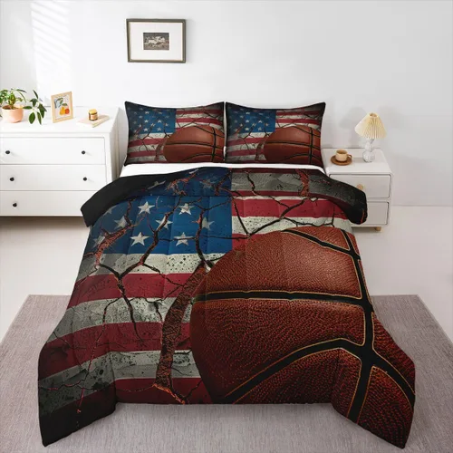 Vista 27 de Erosebridal Juego de edredón de bandera estadounidense tamaño individual para niños y adolescentes, juego de ropa de cama de camuflaje, edredón