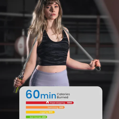 Vista 6 de Hererope - Cuerdas de saltar con peso para hombres y mujeres, cuerda de saltar de 1/2 libra con rodamiento de bolas, agarre antideslizante, cable