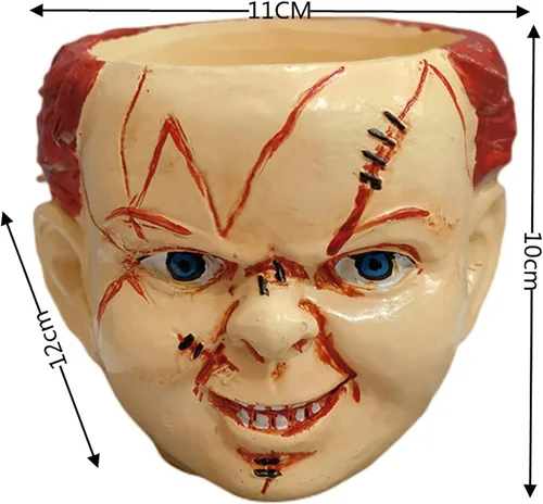Vista 3 de Macetero de película de terror para decoración de Halloween, macetas aterradoras con agujero de drenaje