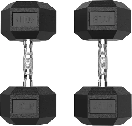 Vista 29 de Hex Dumbbell Set 2.5-100lb, Rubber Grip Dumbbells, Home Gym Complete & Durable Cast Iron Core Odorless Antiroll Hex Shape Ergonomic Versatile Home