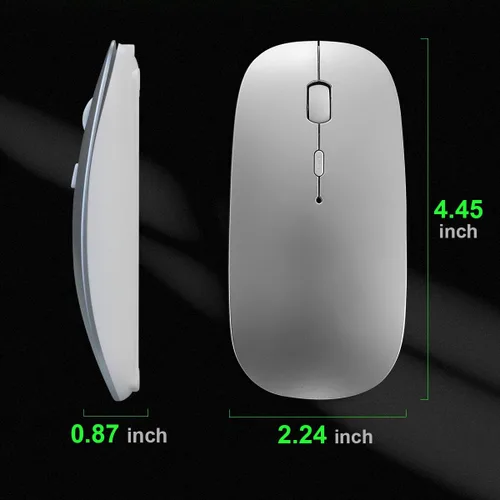 Vista 7 de SUNGI Ratón Bluetooth inalámbrico recargable de doble modo (Bluetooth 5.0+USB), silencioso delgado con mouse de computadora DPI ajustable