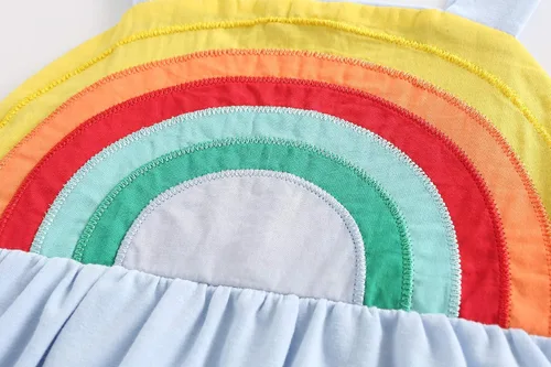 Vista 4 de Frogwill - Vestido de verano de los años cincuenta color azul arco iris para niñas de 2 a 7 años