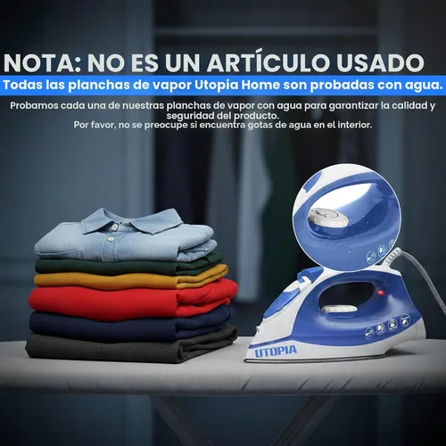 Vista 7 de Utopia Home Plancha de vapor para ropa con suela antiadherente, plancha de ropa de 1200 W con control de termostato ajustable, protección