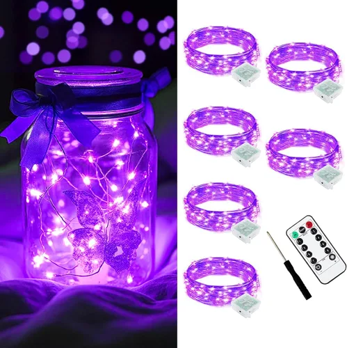 Vista 11 de AIKEI Paquete de 12 luces LED de hadas que funcionan con pilas, guirnaldas de luces impermeables de 7 pies, 20 luces LED de luciérnagas estrelladas