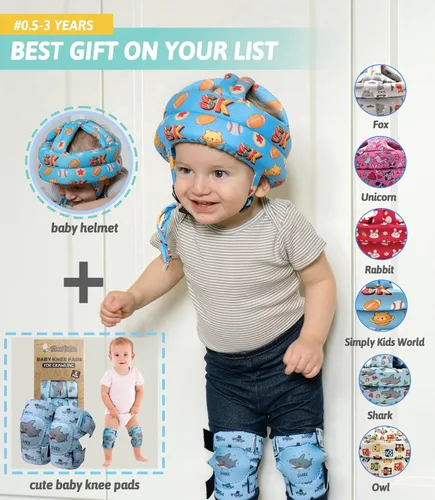 Vista 7 de Protector de Cabeza para Bebé - Casco de Bebé para Gatear, Caminar, Correr - Sin Golpes y Cojín Suave - Gorra Protectora Ajustable, Protector