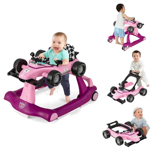 Vista 13 de BABY JOY Andador de bebé 4 en 1, Andador de actividad plegable con altura y velocidad ajustables, música, luces, antivuelco, andador de empuje