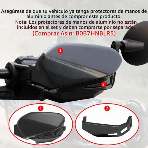 Vista 2 de Deflectores de mano y deflector de viento para todos los modelos de Can Am Ryker, protectores de mano negros y deflector de aire para accesorios