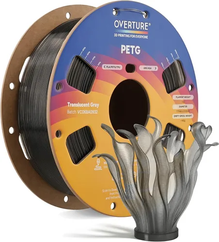 Vista 10 de OVERTURE - Filamento PETG de 1/16 de pulgada (1.75 mm) para impresora 3D y FDM, bien enrollado, duradero, carrete de 4.4 libras, dureza firme
