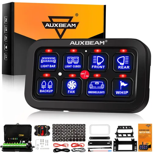 Vista 9 de Auxbeam Panel de interruptor de 6 bandas BC60, caja de sistema de relé de control de circuito universal con interruptor LED de encendido y apagado