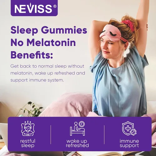 Vista 5 de NEVISS Reishi - Gomitas para dormir con hongos – Gomitas para dormir sin melatonina para adultos Reishi, azafrán, magnesio, GABA y manzanilla