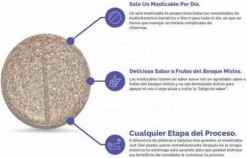 Vista 4 de Bari Life Just One Masticable, Multivitamínico Bariátrico Once Daily y Hierro