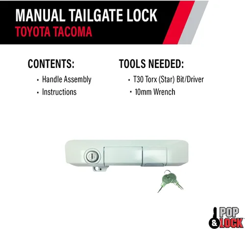Vista 5 de Pop & Lock Cerradura manual de puerta trasera para Toyota Tacoma, Super blanco
