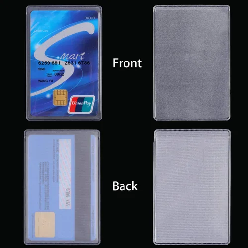 Vista 3 de Paquete de 100 fundas transparentes para tarjetero, impermeables, protector de tarjetas de Medicare, de plástico suave, funda de crédito